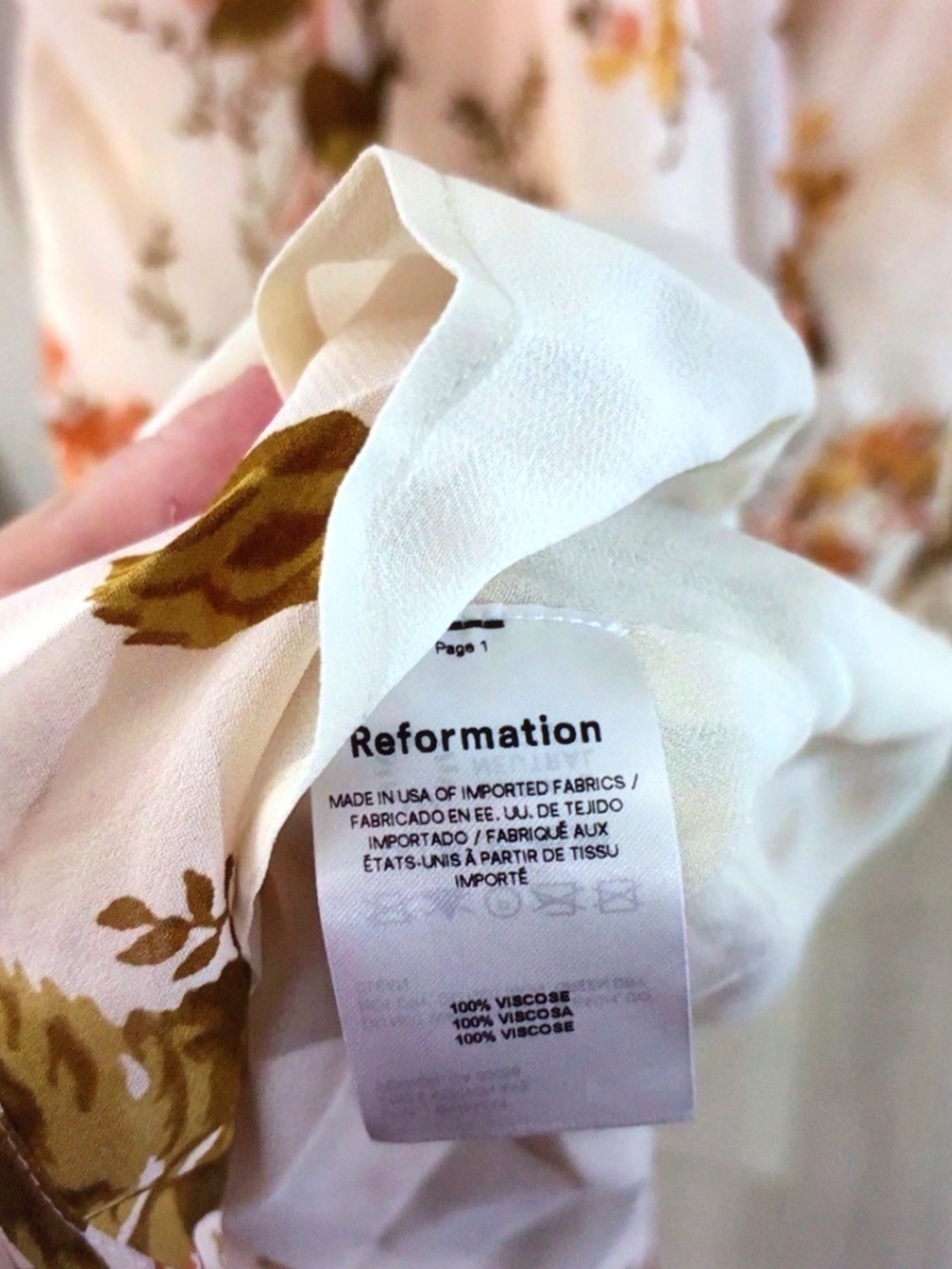Reformation Cream Maxi Dress with Olive and Mustard Floral Print - Picture 9 of 9
